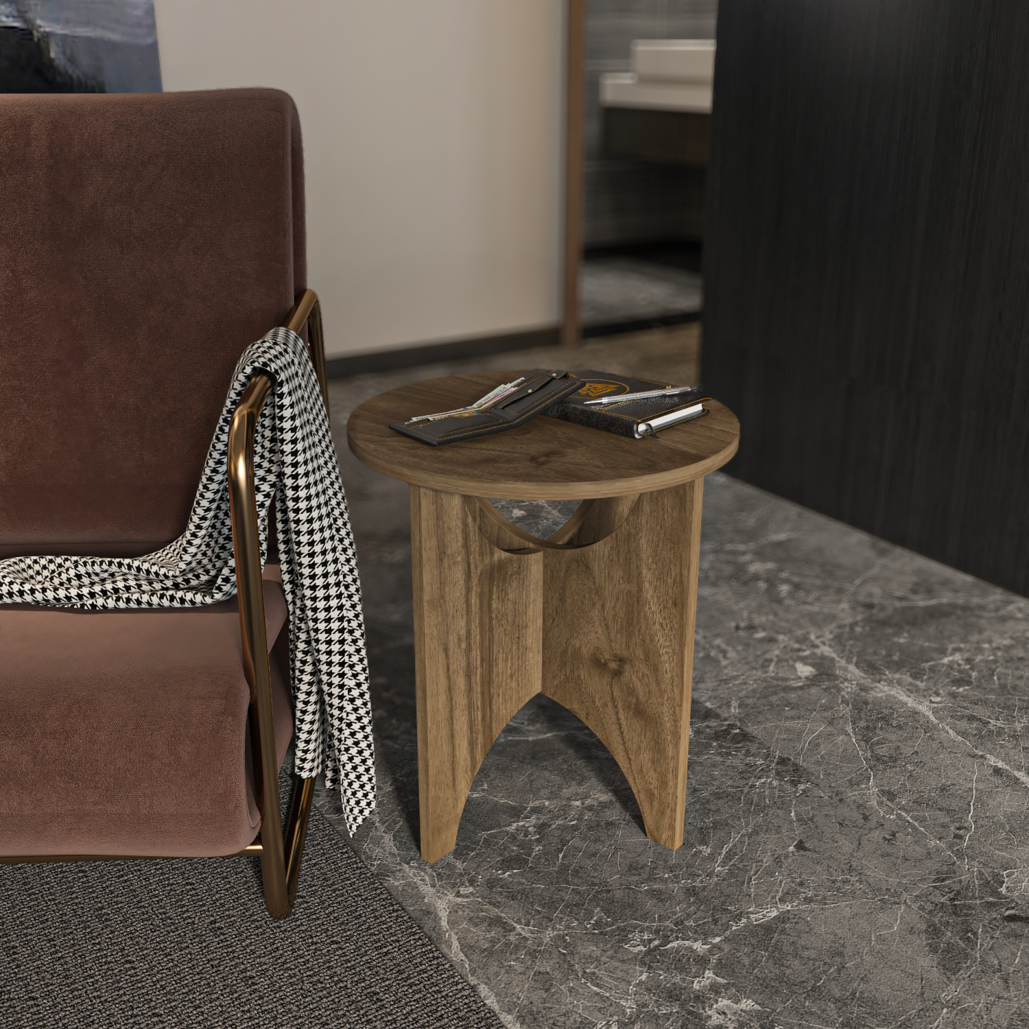 Decorotika Merit Side End Table - Walnut