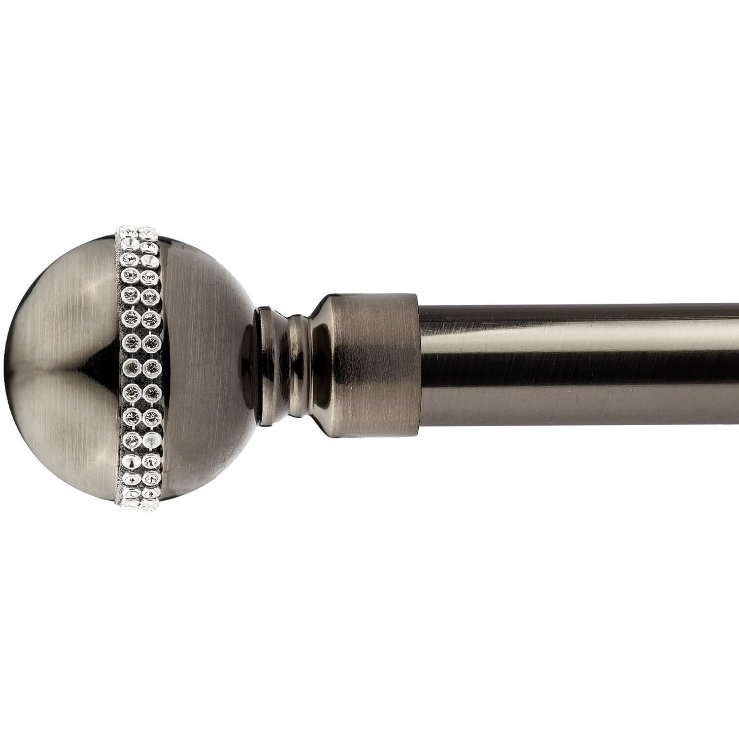 16-19mm Bejeweled Extendable Eyelet Metal Curtain Pole Set - Black Silk / 160cm