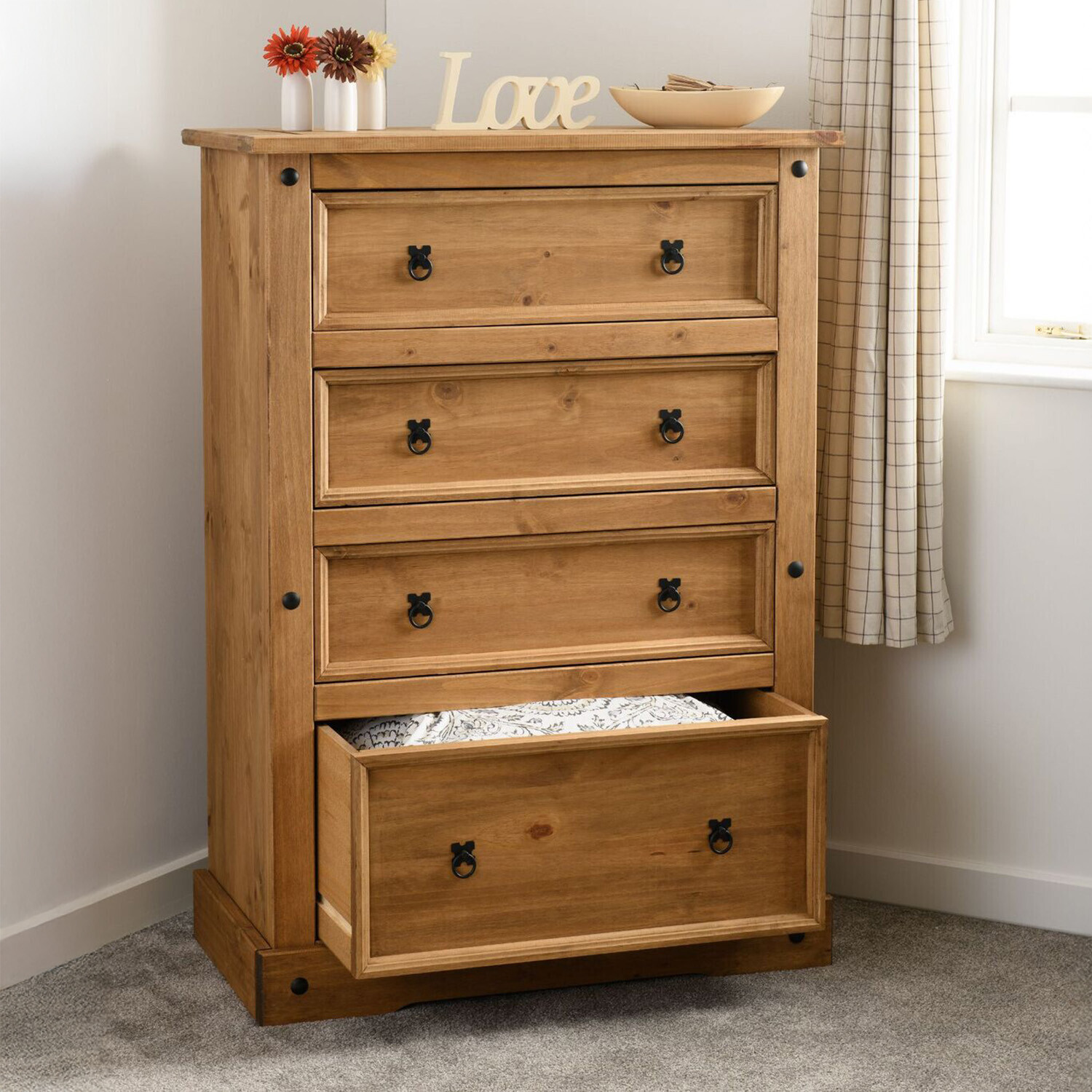 Corona 4 Drawer Chest Distressed Waxed Pine - Distressed Waxed Pine