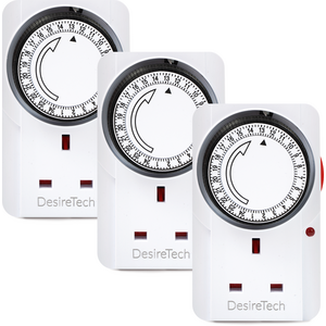 DESIRETECH Plug-In Timer Switch 3-Pack - 24hr, 15min Segments, 3120W