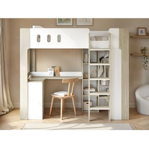 Willow High Sleeper with Desk & Storage White & Oak