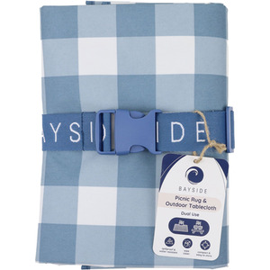 2 in 1 Picnic Blanket and Tablecloth - Water-Resistant Foldable - Blue