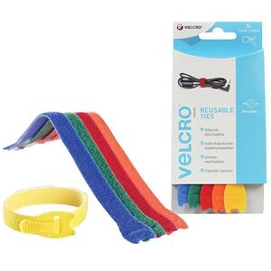 Velcro Brand One-Wrap Reusable Ties (5) 12mm X 20Cm Multi-Colour