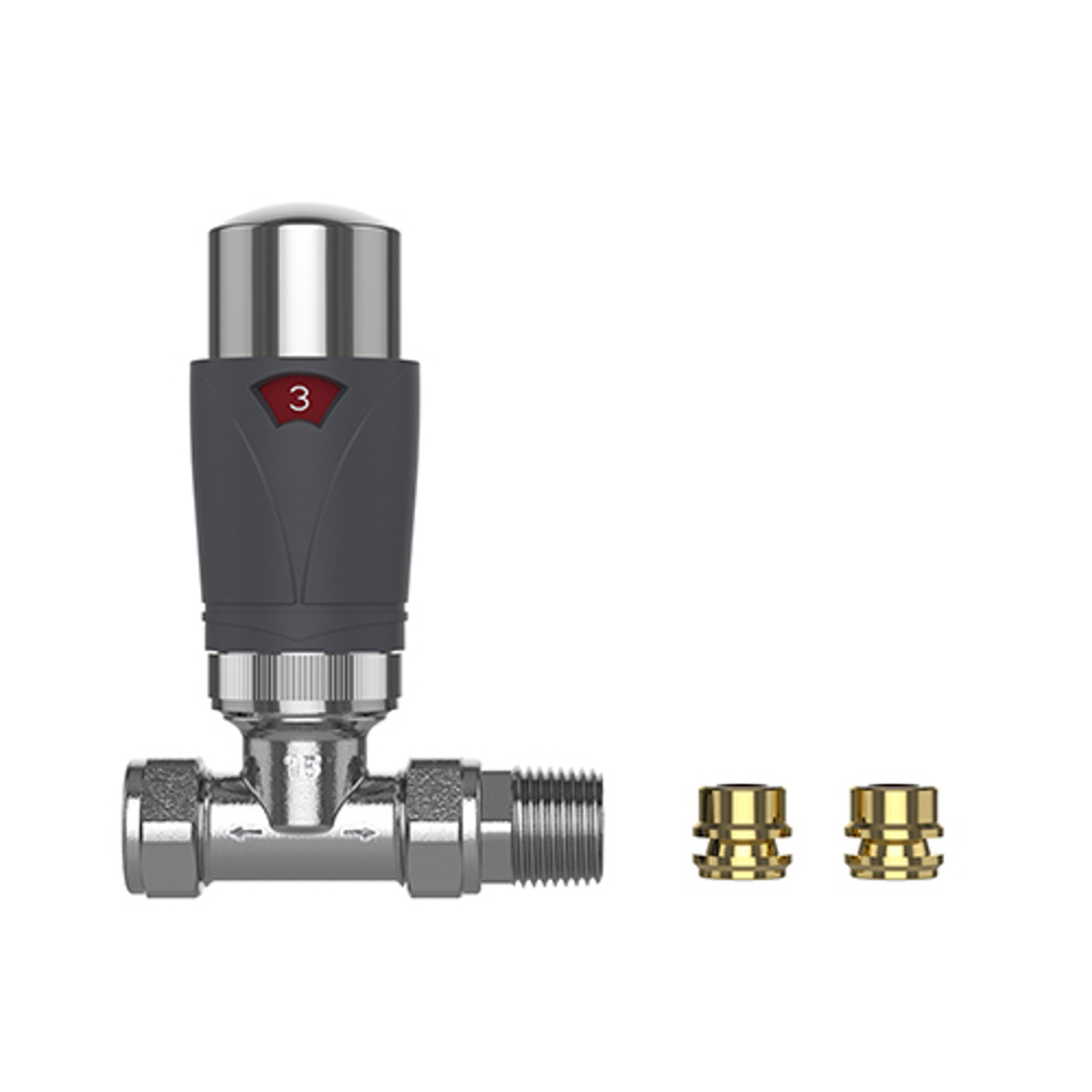 Pro Plus Straight Trv 8/10/15Mm - Anthracite - Thermostatic Valve - Grey
