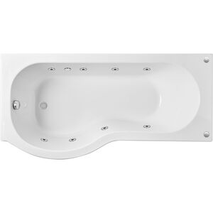 Balterley P Shape Whirlpool Shower Bath with 8 Jets and Leg Set, Left Hand