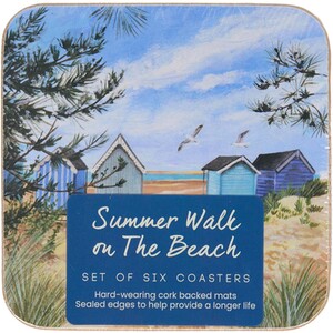 Pack of 6 Summer Walk On The Beach Coasters