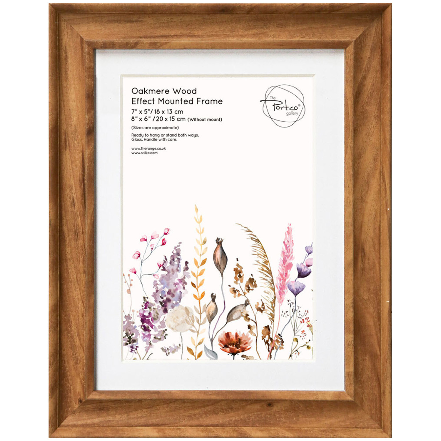 The Port. Co Gallery Oakmere Wood Effect Mounted Photo Frame - Brown / 7 X 5 Inch