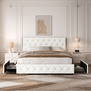 Yaheetech Faux Leather Upholstered Bed Frame with Storage