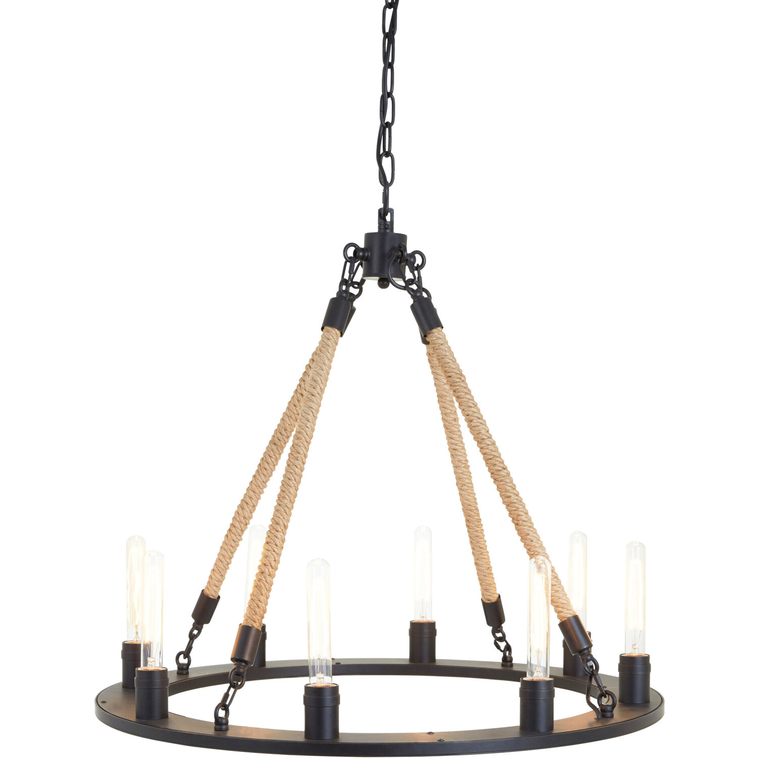 Orsina Hampstead 8 Bulb Rope And Metal Hoop Chandelier - Black