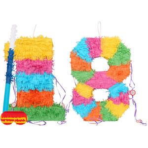 18th Birthday Pinata Set with Stick & Blindfold - Blue Stick