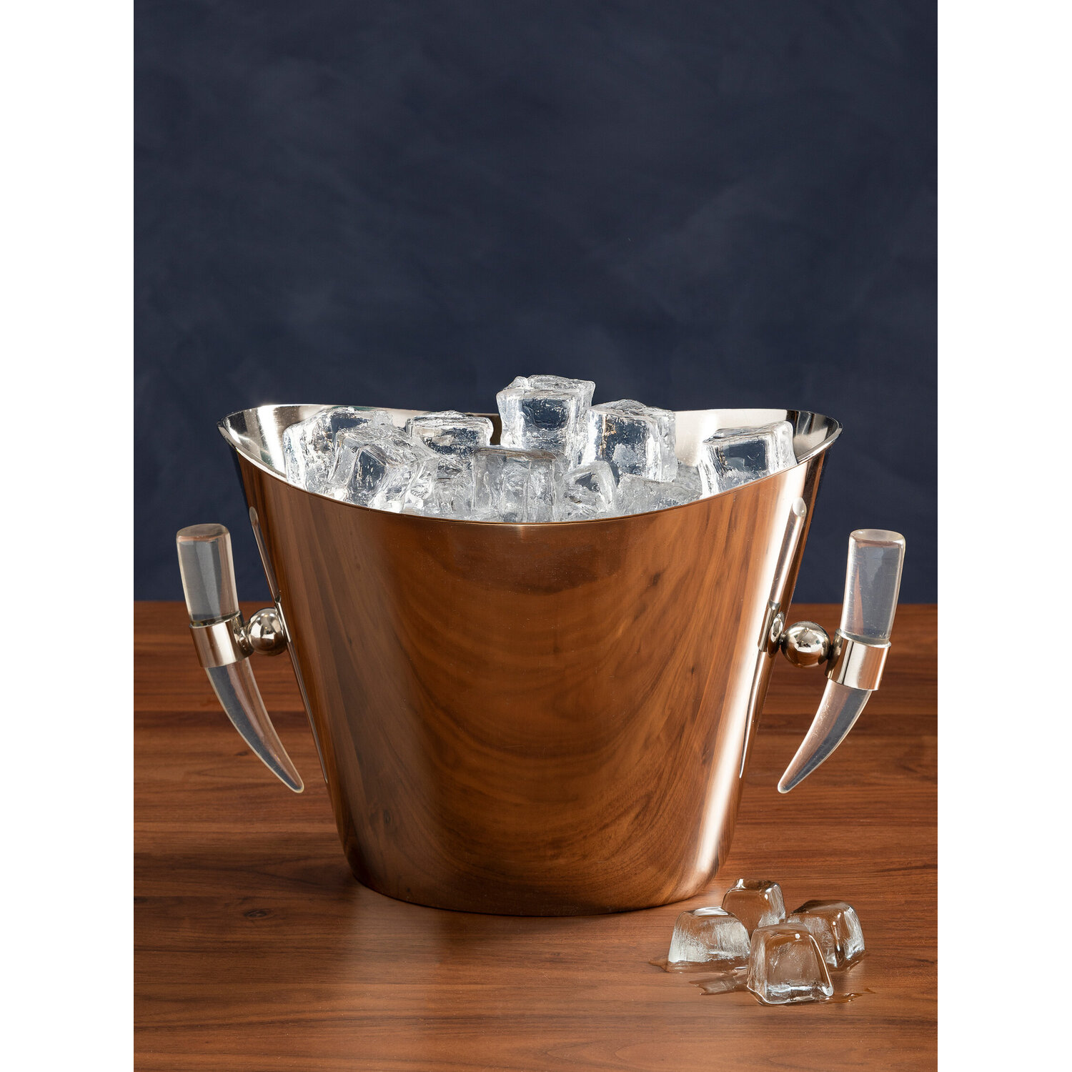 Orsina Mixology Herne Acrylic Horn Handle Wine Cooler - Silver