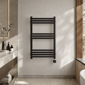 Croxall Electric Round Tube Heated Towel Rail with 10 Bars, 800 x 500mm