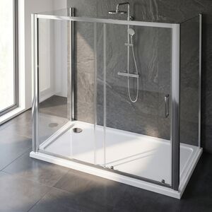 White Rectangular Stone Anti-Slip Shower Tray with Corner Waste - BETASP1590