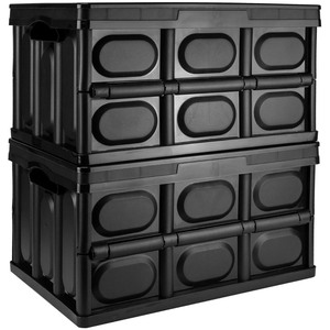 TekBox 56L Black Folding Storage Box - Set of 2 Boxes