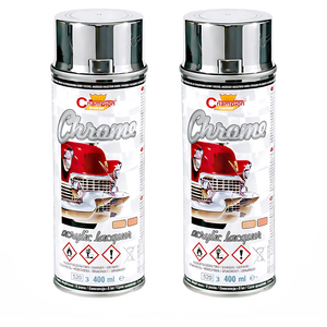 2 x 400 mL Silver Super Chrome Metallic Acrylic Spray Paint, High Gloss