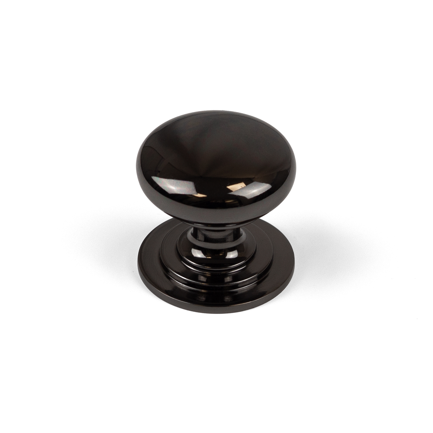 Handle & Home Classic Stepped Rose Round Knob - Gloss Black Nickel - Black Nickel / 42Mm