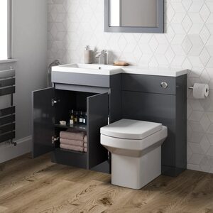Back To Wall Toilet & Vanity Unit with Basin - Left Hand