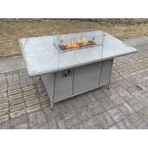 Rattan Fire Pit Garden Furniture Set Gas Heater Burner Stool