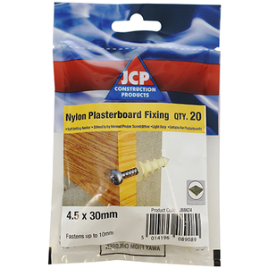 J-Plug Self-Drill Plasterboard Fixing Nylon - 4.5 x 30mm Screw (Box of 30)