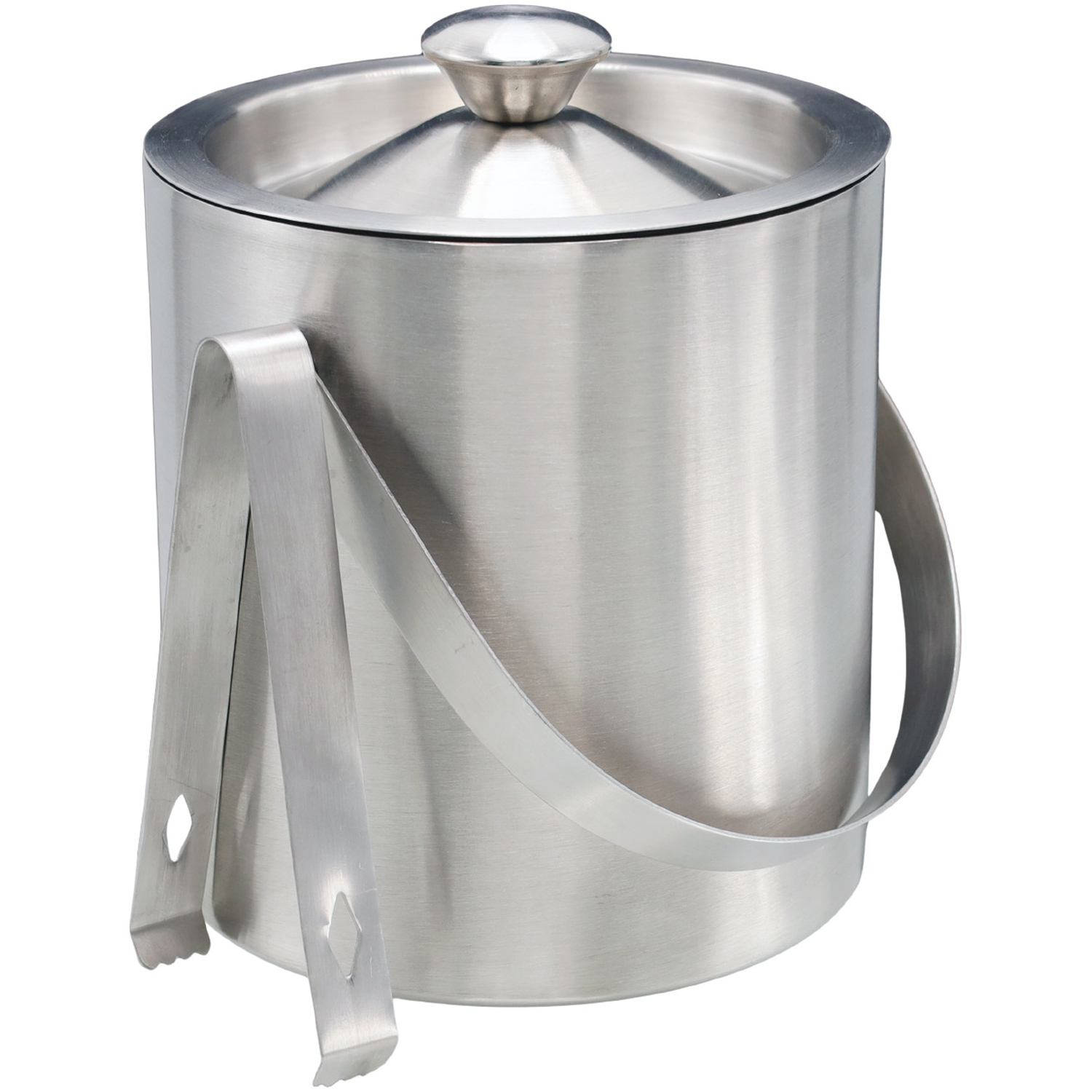 Buckingham Double-Wall Stainless Steel Ice Bucket 1.75 Litre With Tongs, Matt Silver - Silver