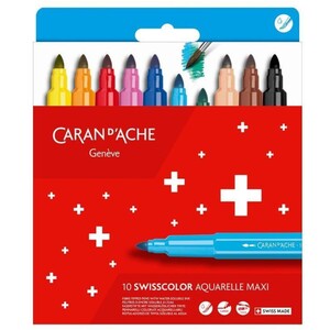 Caran d'Ache Swisscolor 10 Assorted Water-Soluble Fibre Felt Pens - Carded Set
