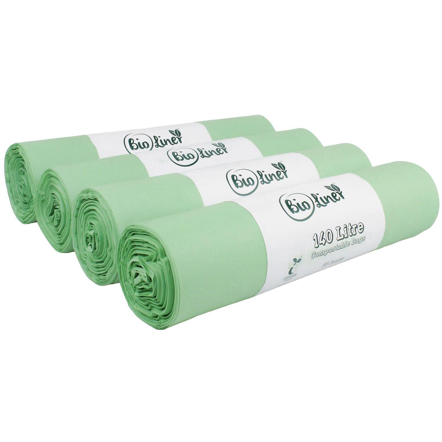 Bioliner 140 Litre Compostable Large Wheelie Bin Bags - Green / 4