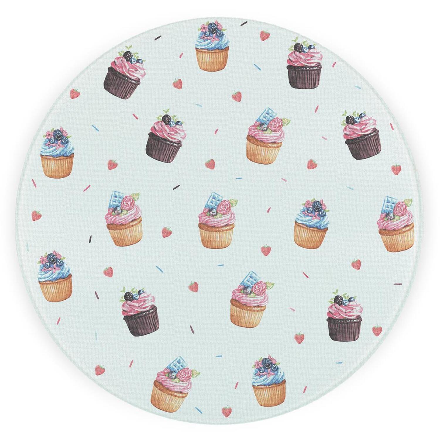 Image of Indulgent Cupcakes Textured Glass Round Trivet&hellip;