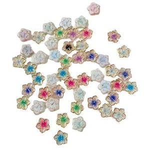 Pack of 50 Kawaii Mixed Assorted Flower Resin Flat Back Cabochons