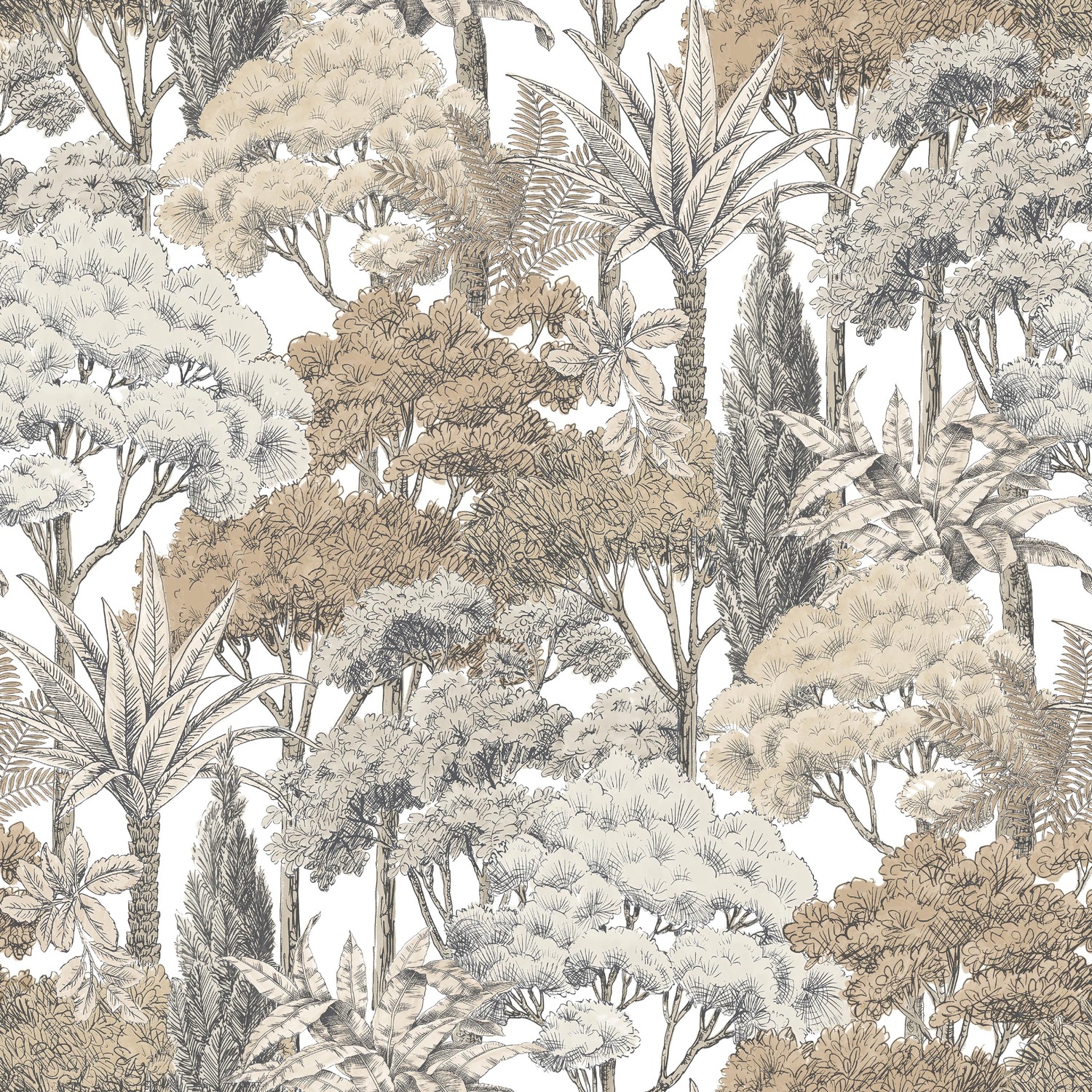 Grandeco Life Karuna Trees Taupe Wallpaper A76301 - Image 3