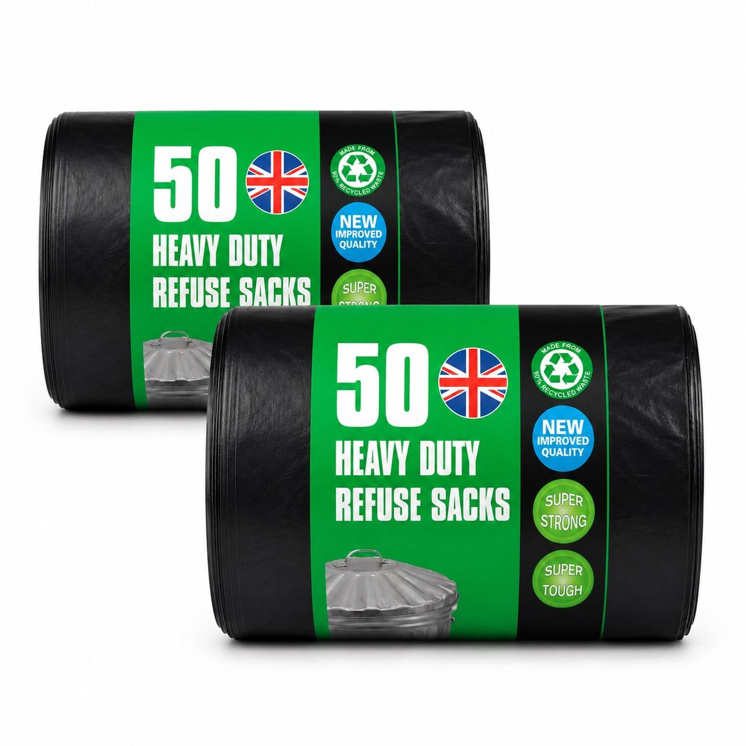 - 100 Heavy Duty Black Refuse Sacks Bin Bags 70L Household Rubbish Bags - Image 2