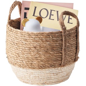 Eden & Willow Straw Woven Storage Basket with Handles