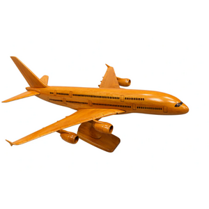 A380 Wooden Aircraft Model  Handcrafted Double-Deck Jet | Premium Mahogany Display Plane