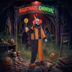 HOMCOM Life Size Animated Clown Halloween Decorations