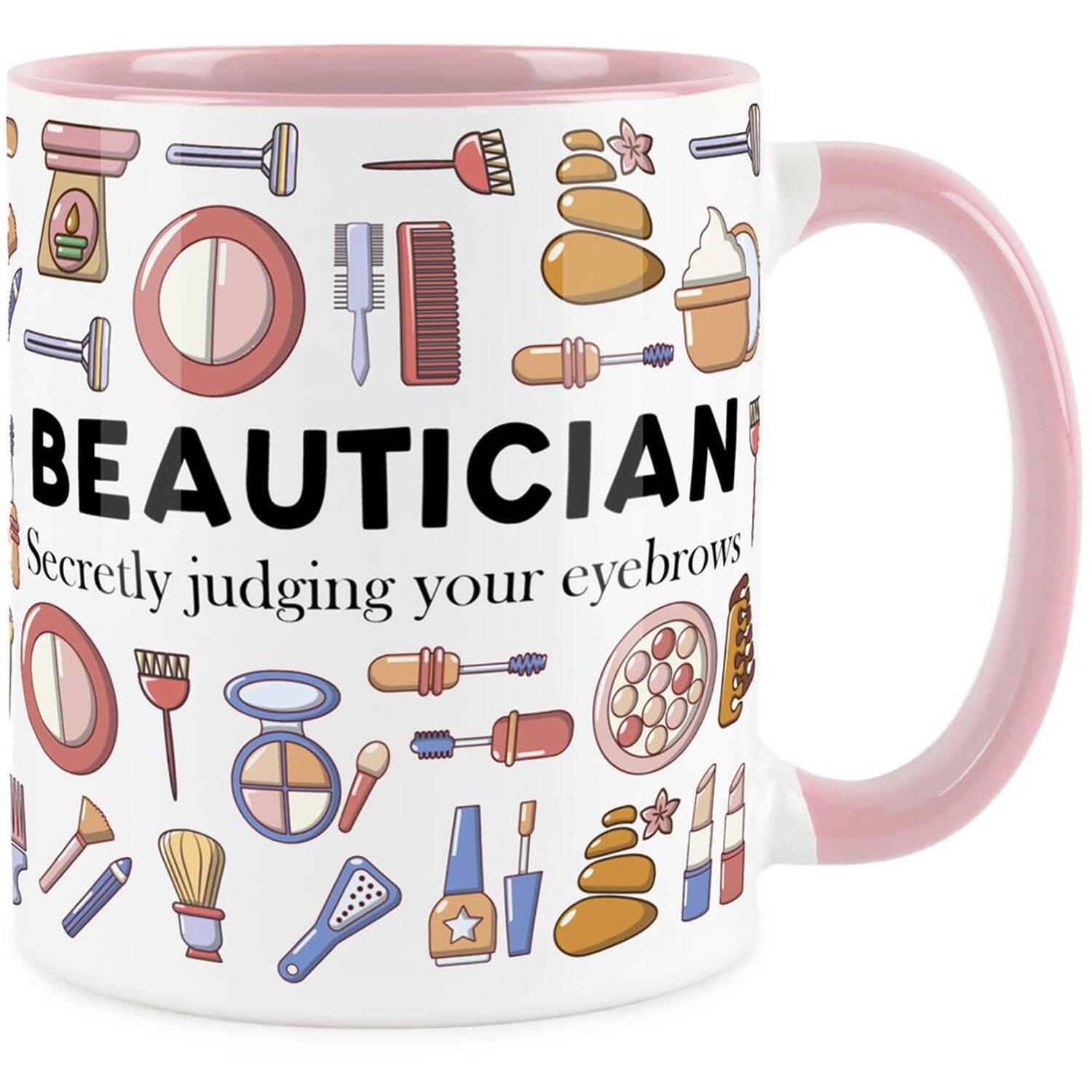 Purely Home Novelty Beautician Pink Mug - Coffee/Tea Ceramic Cup Gift - Pink