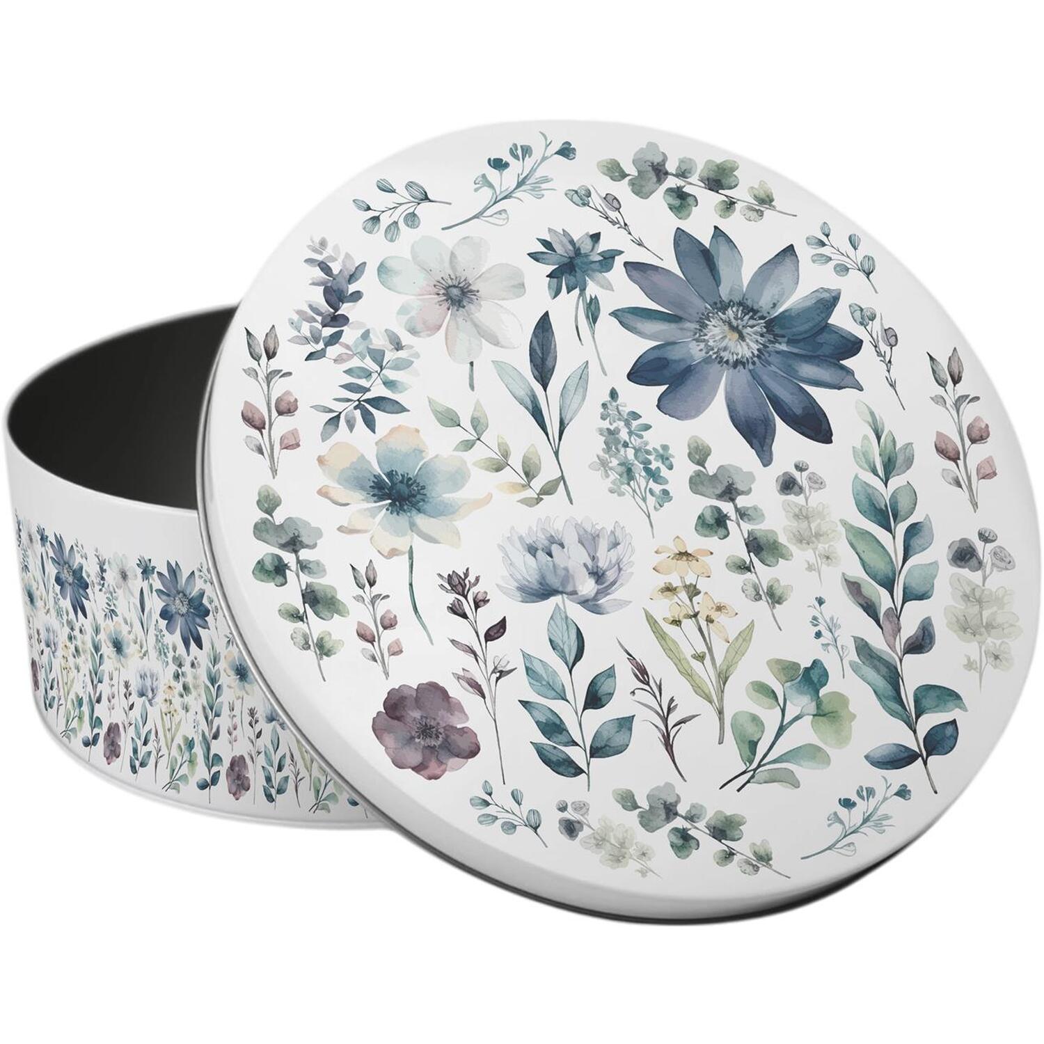 Image of Blue Pastel Flowers Small Cake Tin&hellip;