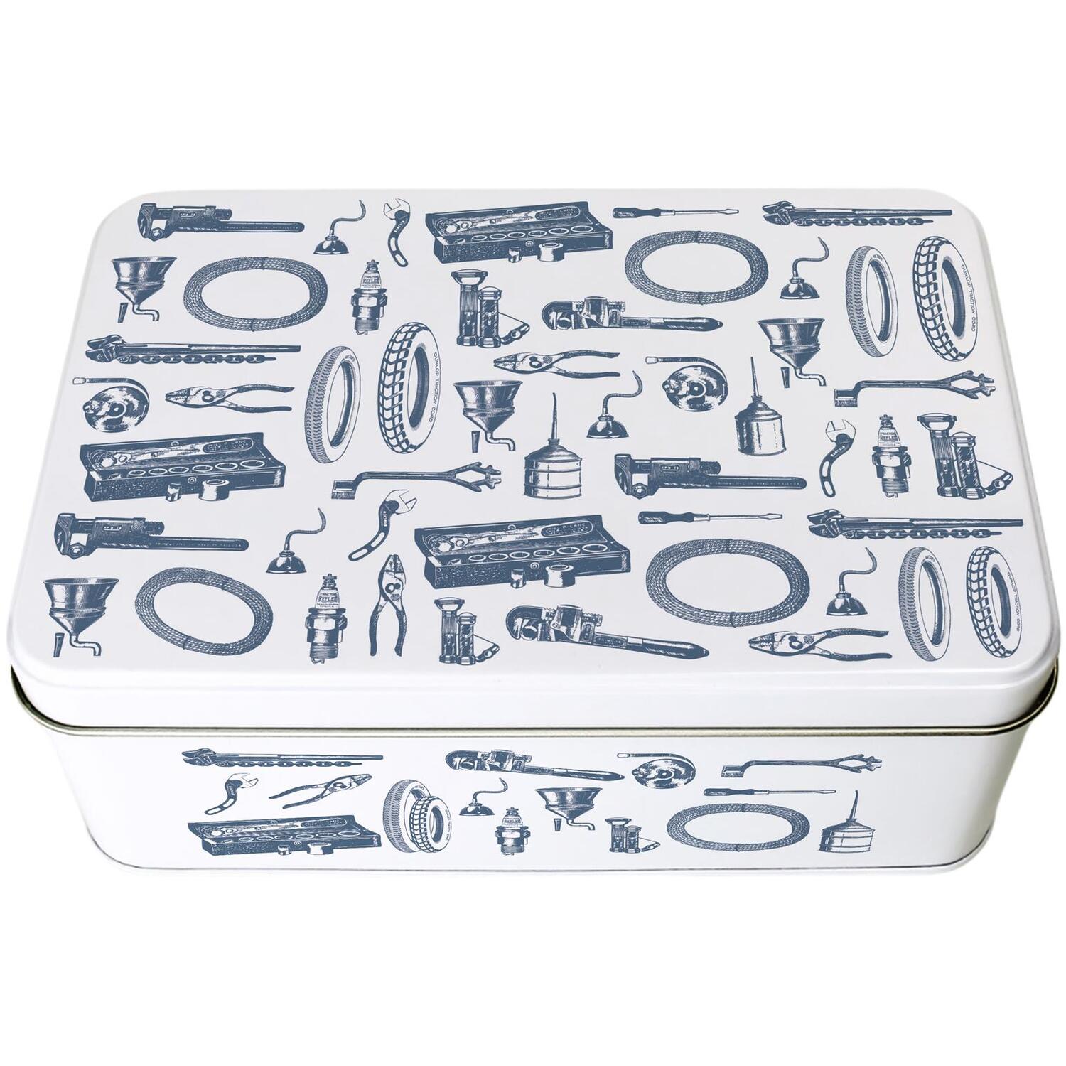 Vintage Mechanic Tin - Rectangular Metal Storage Container Car Themed Gifts - Image 2
