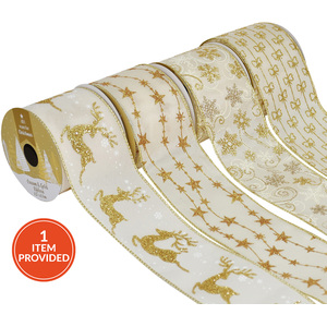 Cream and Gold Festive Ribbon