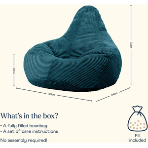 Teal Cord Recliner Bean Bag  shot 18207669