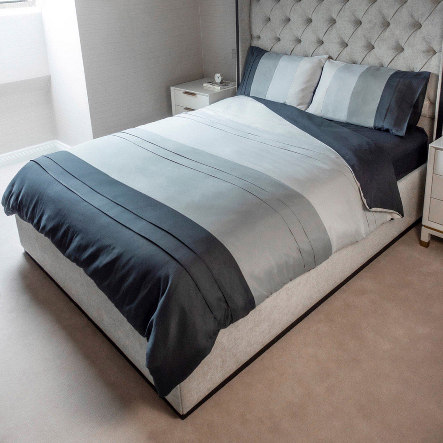Voltico Panel Easy Care Duvet Cover and Fitted Sheet Set - Multi / Double