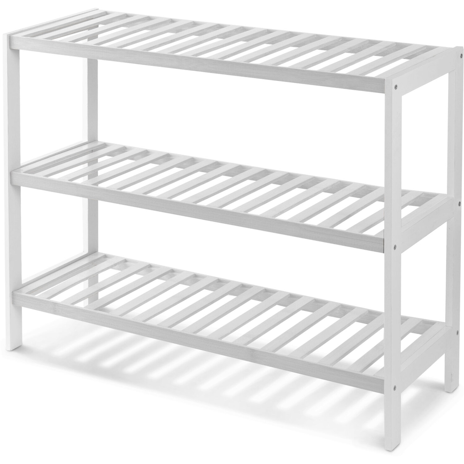 Keplin 3 Tier Natural Bamboo Shoe Rack - White/White
