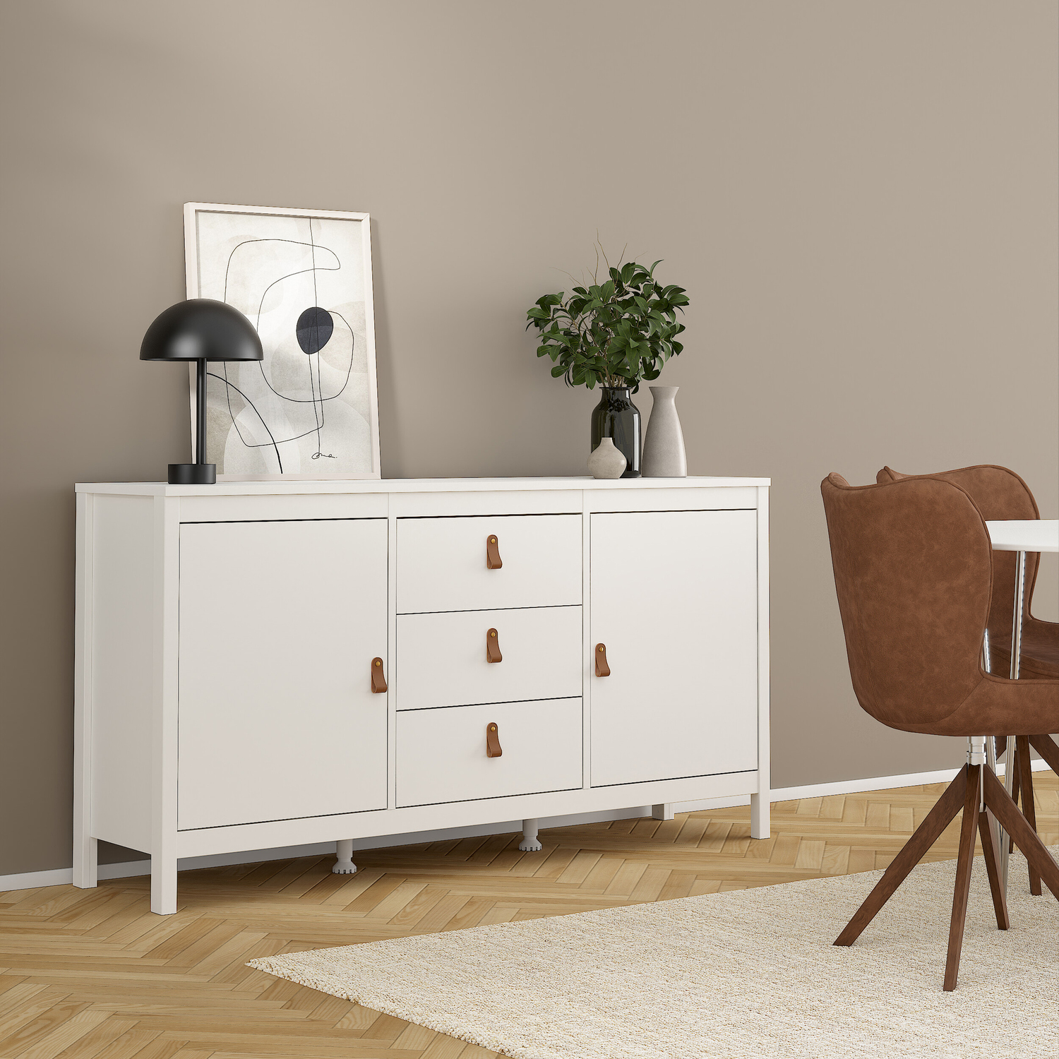 Furniture To Go Barcelona 2-Door 3-Drawer Sideboard - White - Image 4