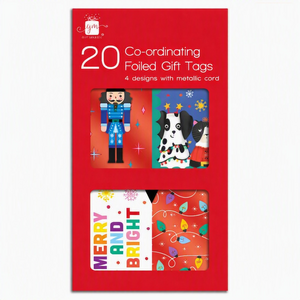 Pack of 20 Metallic Red Novelty Co-ordinated Christmas Tags