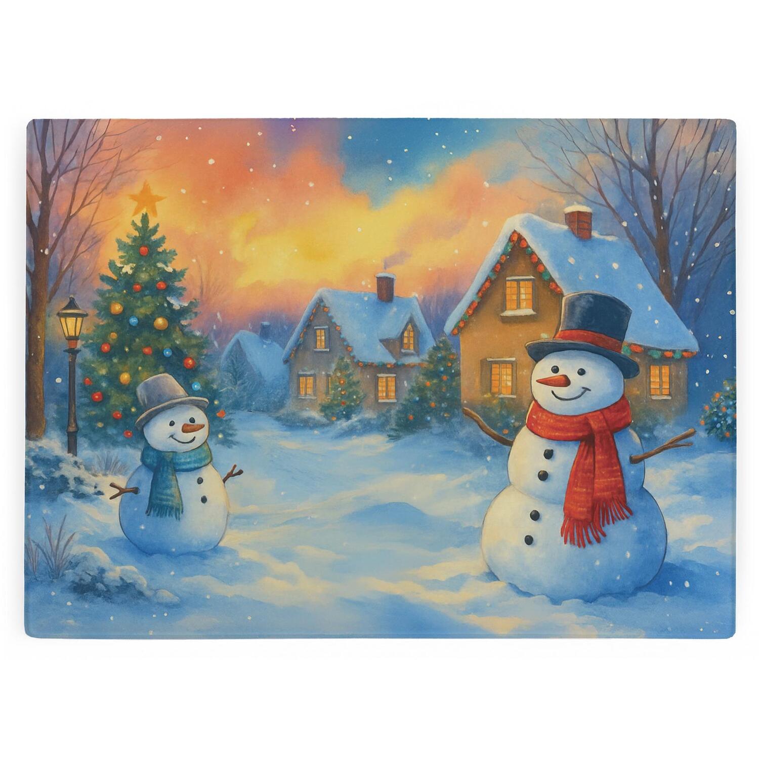 Image of Snowman Scene Large Smooth Glass Worktop&hellip;
