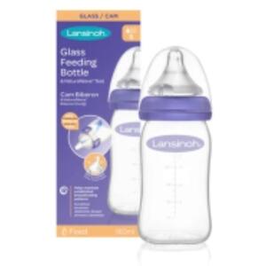 Lansinoh Glass Baby Bottle with NaturalWave Teat 160ml