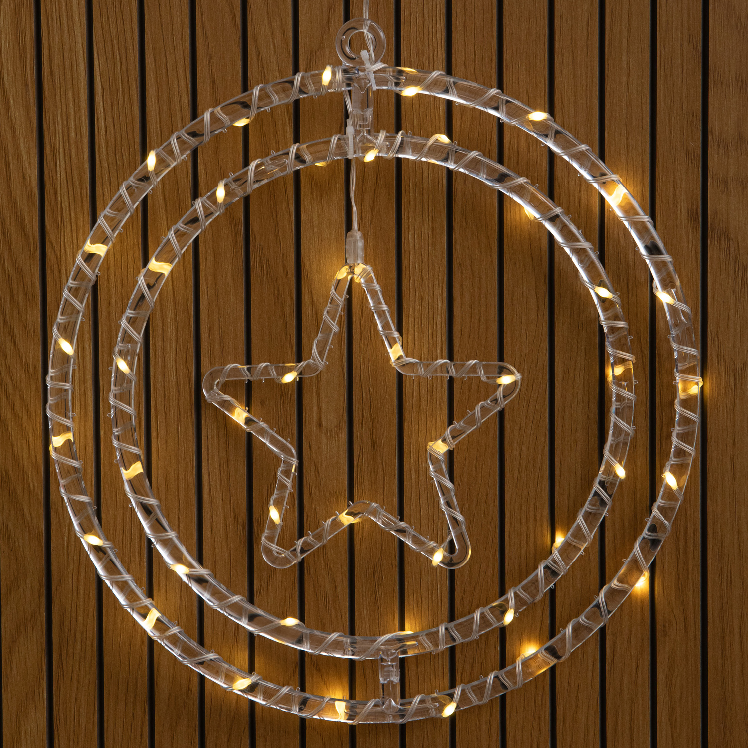 Rackhams Light/White 34Cm Up Star Rings Christmas Decoration With 45 Warm Leds - Image 3