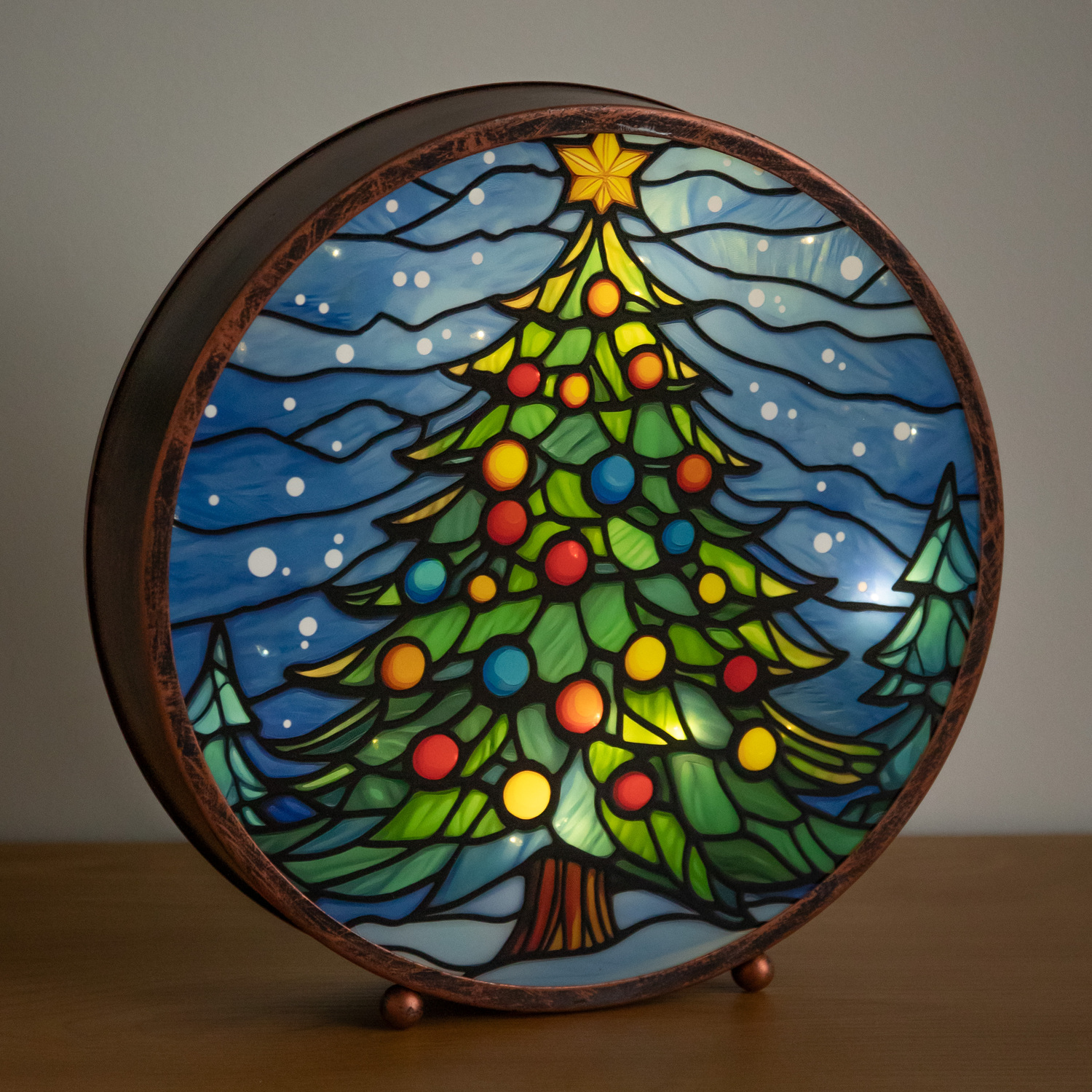 Samuel Alexander Unisex Multicolor Light Up Stained Glass Decoration Of Christmas Tree With Timer - Image 4