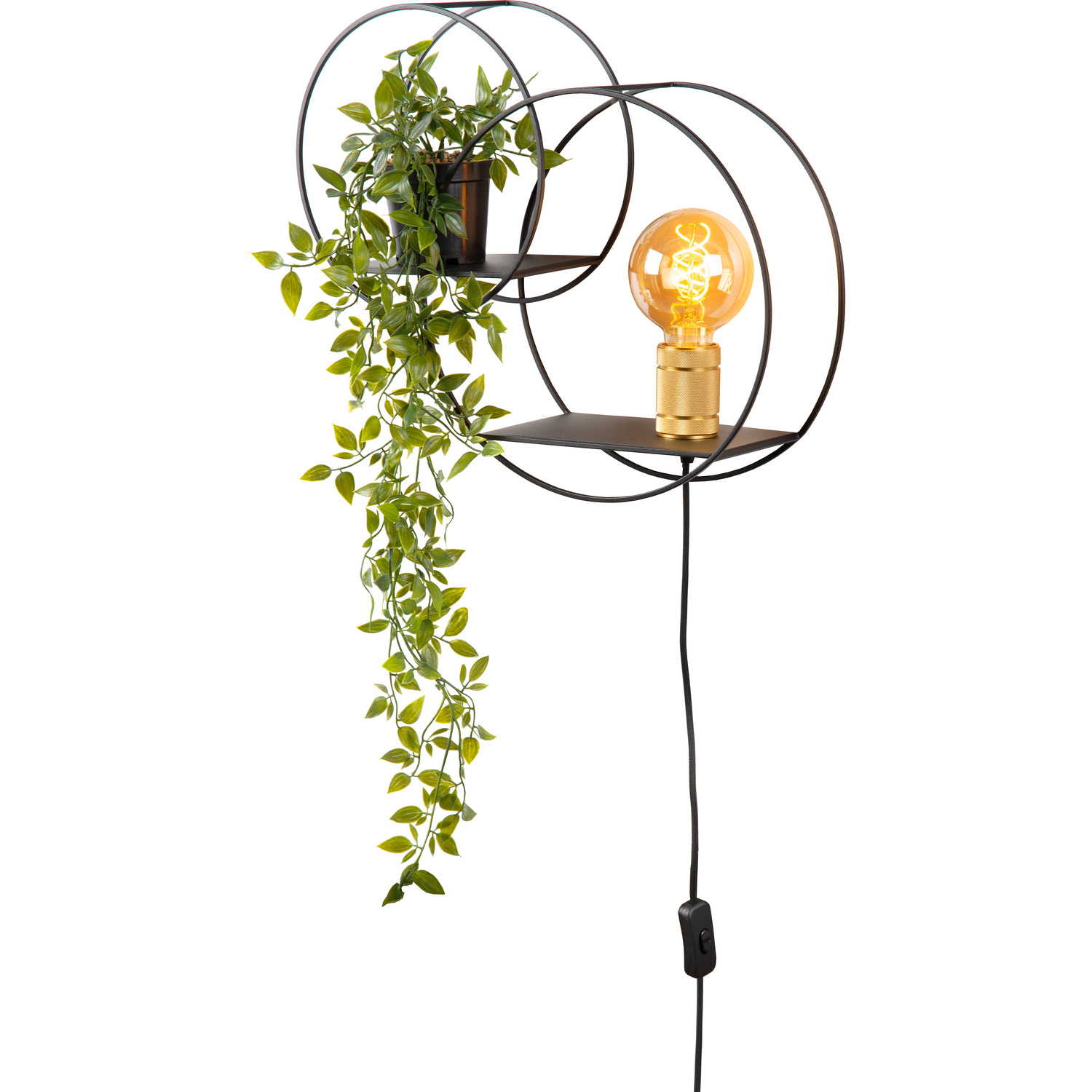 Lucide Circle Retro Wall Light - 1xE27 Bulb Holder - Black Metal - 43cm L x 38cm H - Image 5