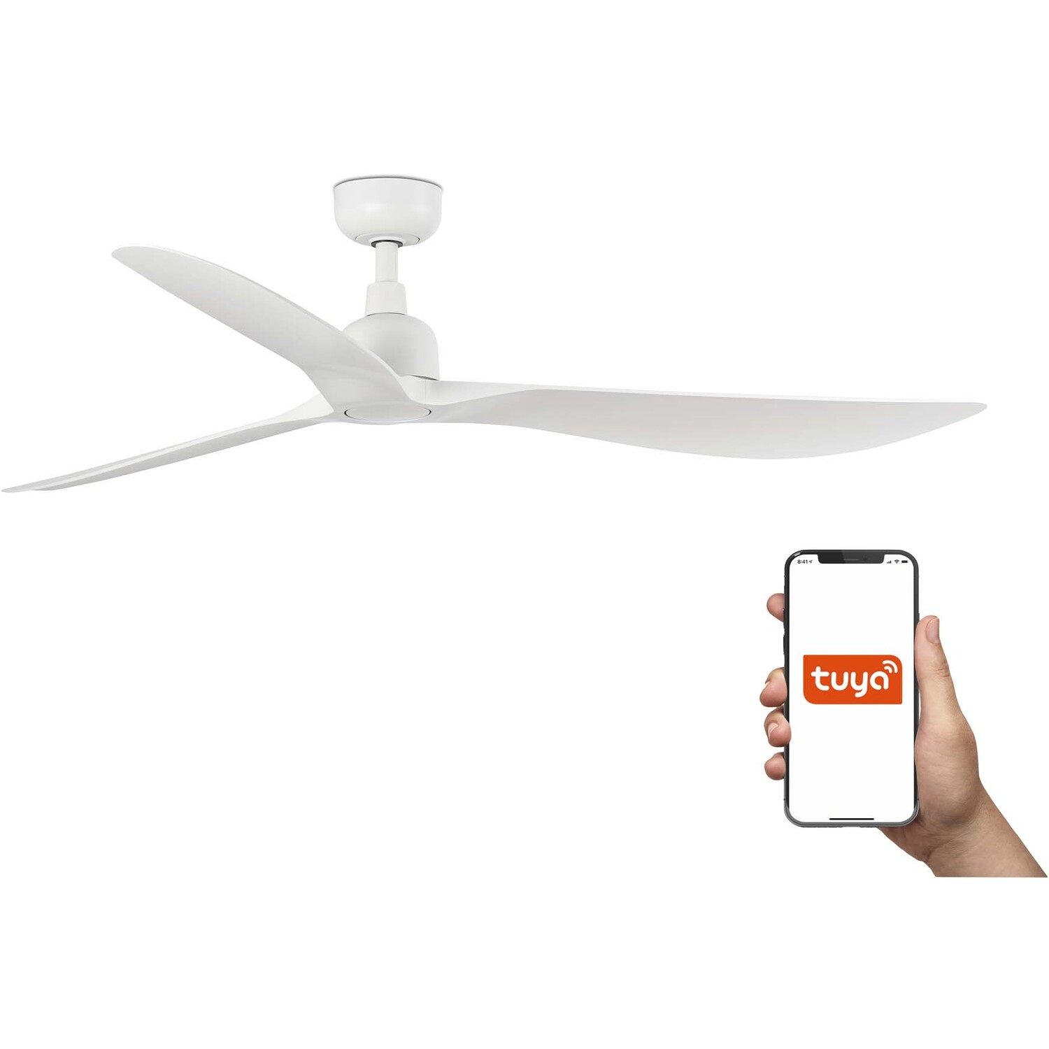 Netlighting Unisex White Outwood 3 Blade Ceiling Fan Matt Tuya Smart System Large - Image 2