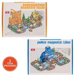 Construction or Police Magnetic Tiles Set