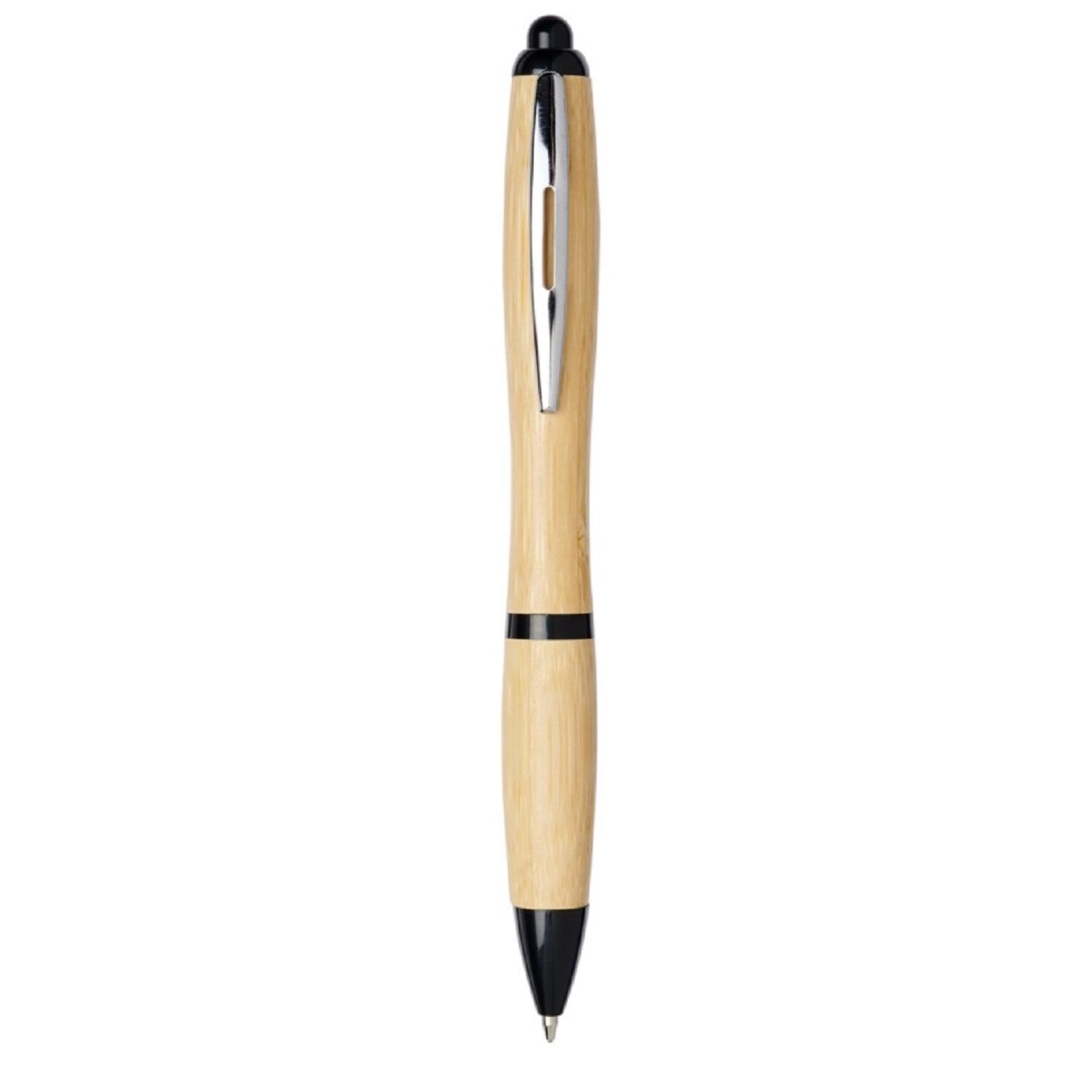 Bullet Nash Bamboo Ballpoint Pen - Natural/Solid Black